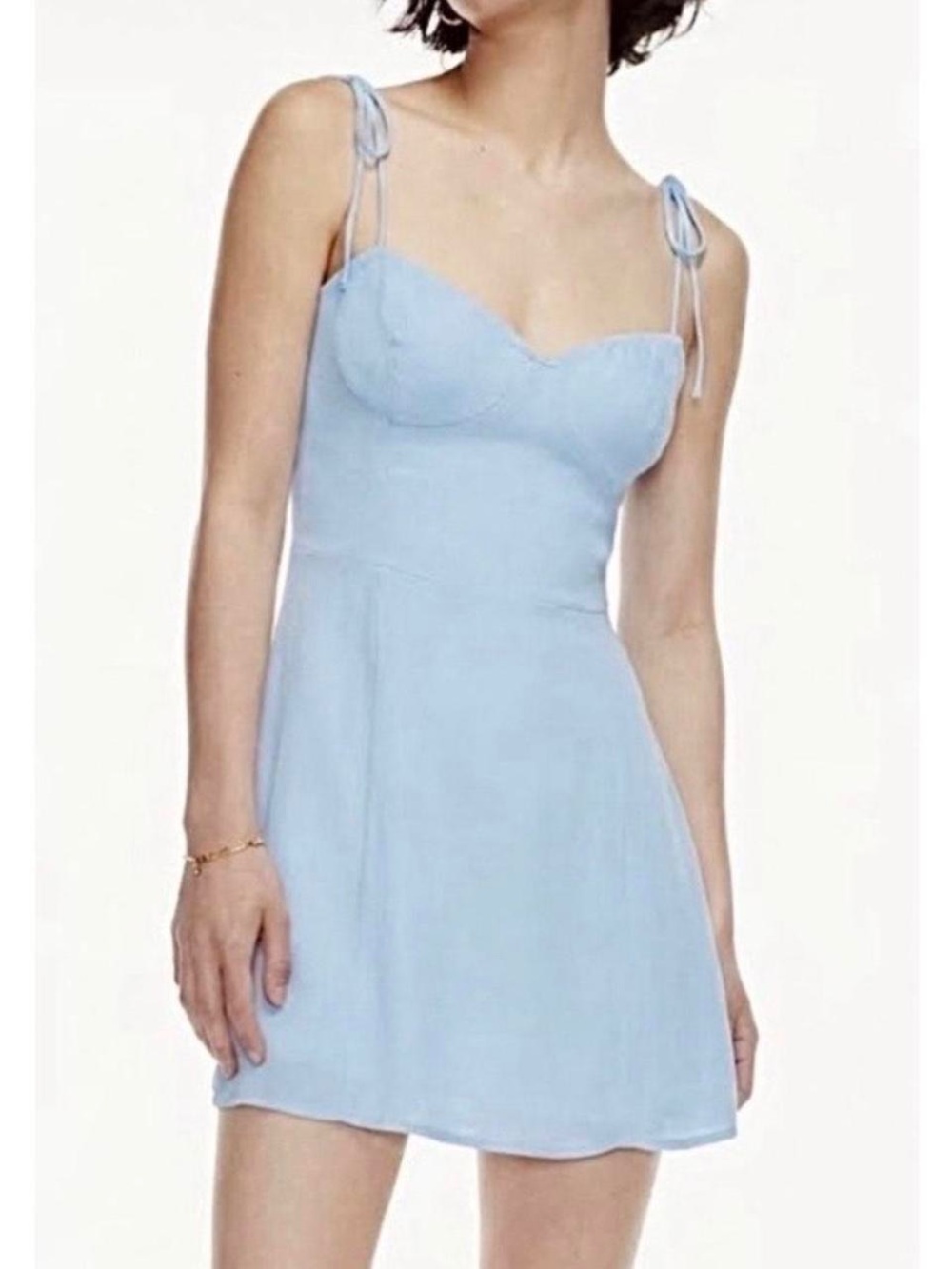 ARITZIA WILFRED AURA BLUE Powder Blue Tie-Strap Mini Dress